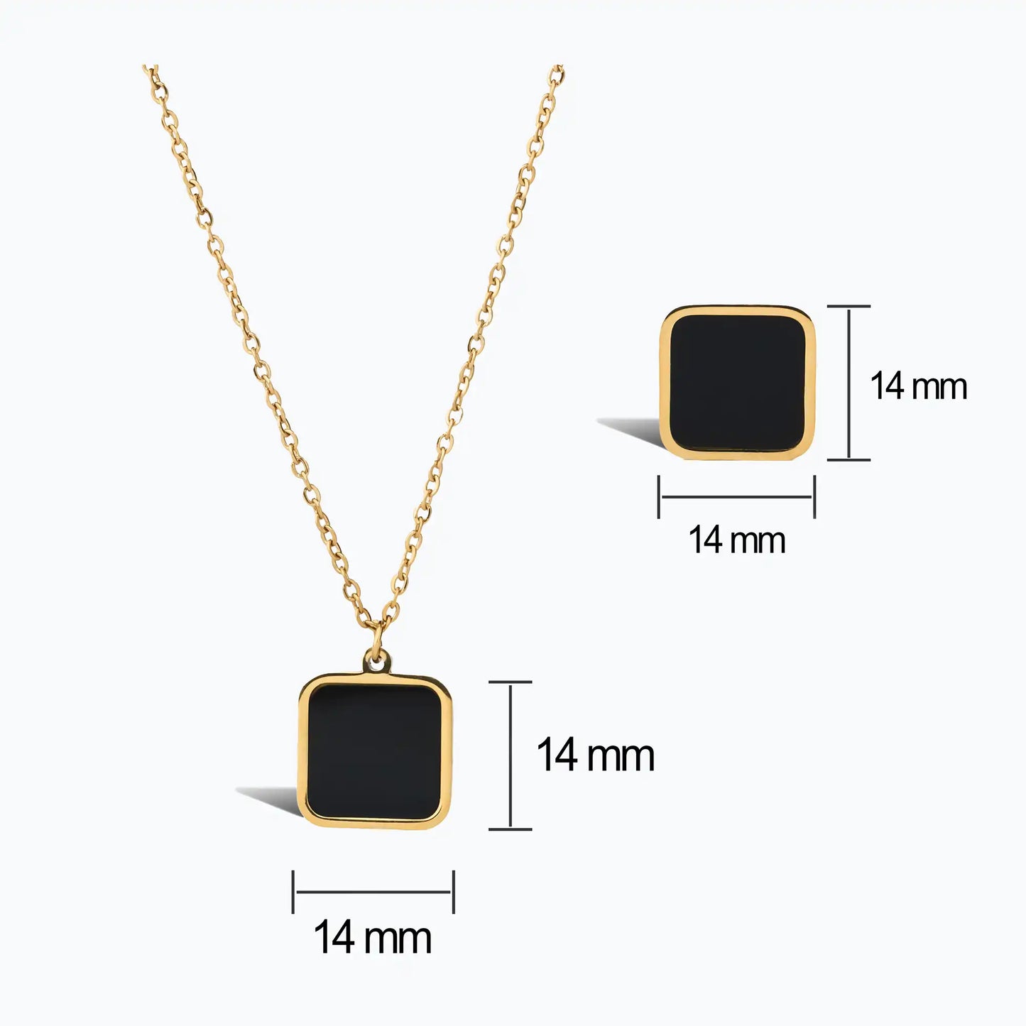 Midnight Luxe- Gold Square Pendant Set
