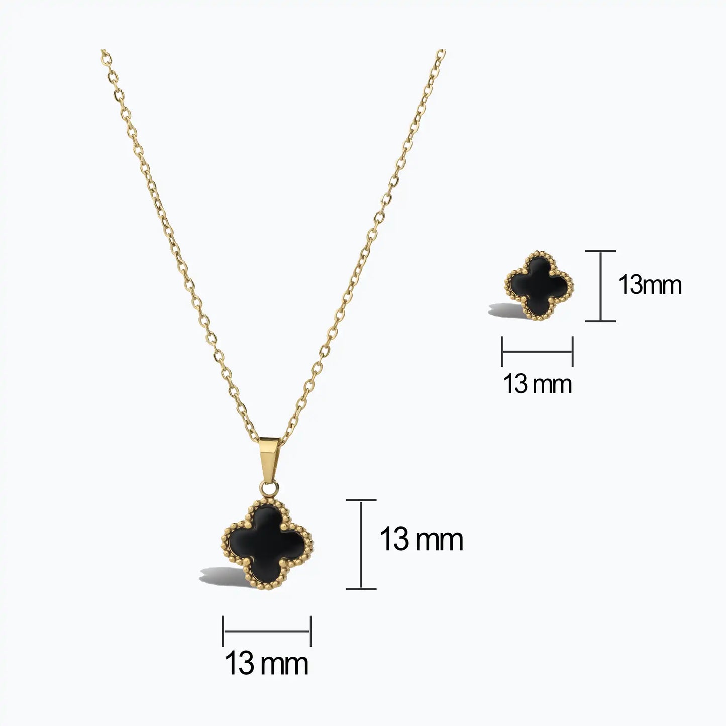 Noir Clover Pendant Set - Black