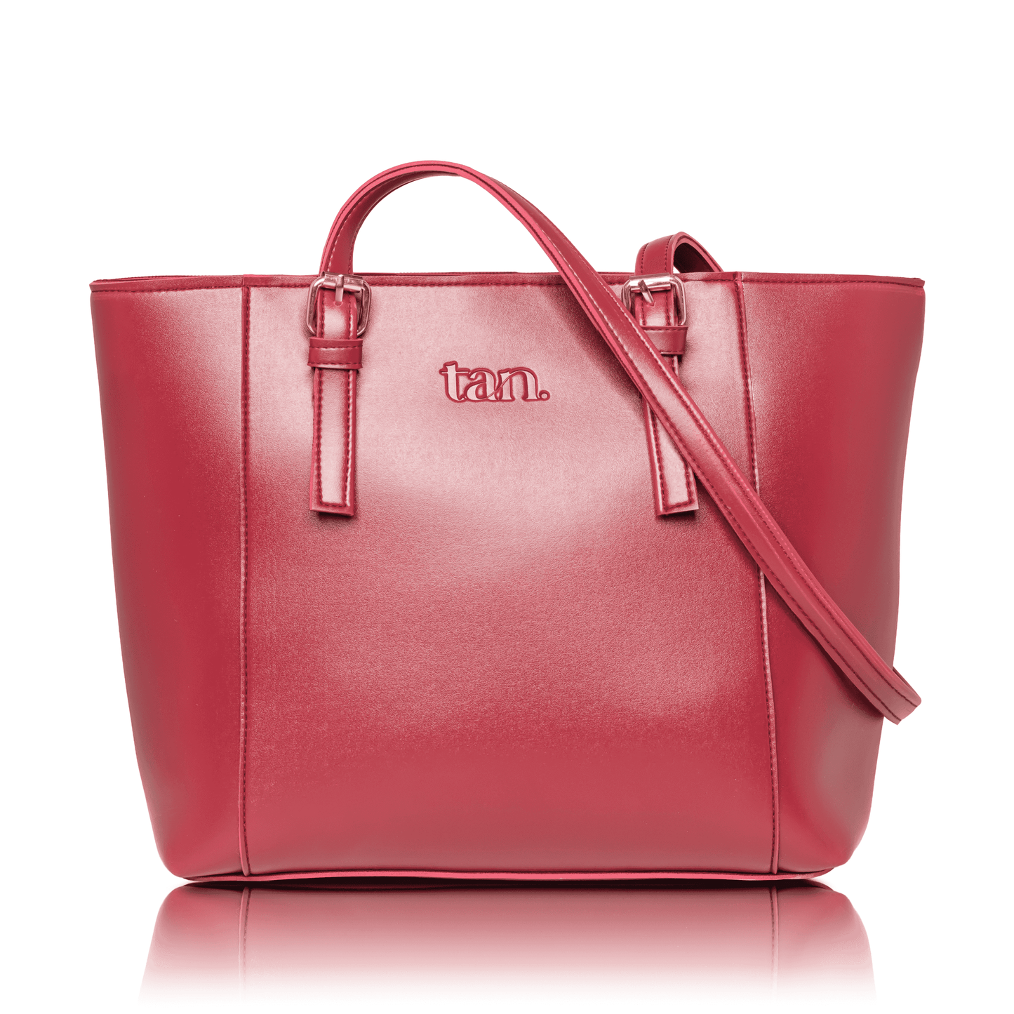 Shimmering wine red faux leather handbag by tanstore.pk