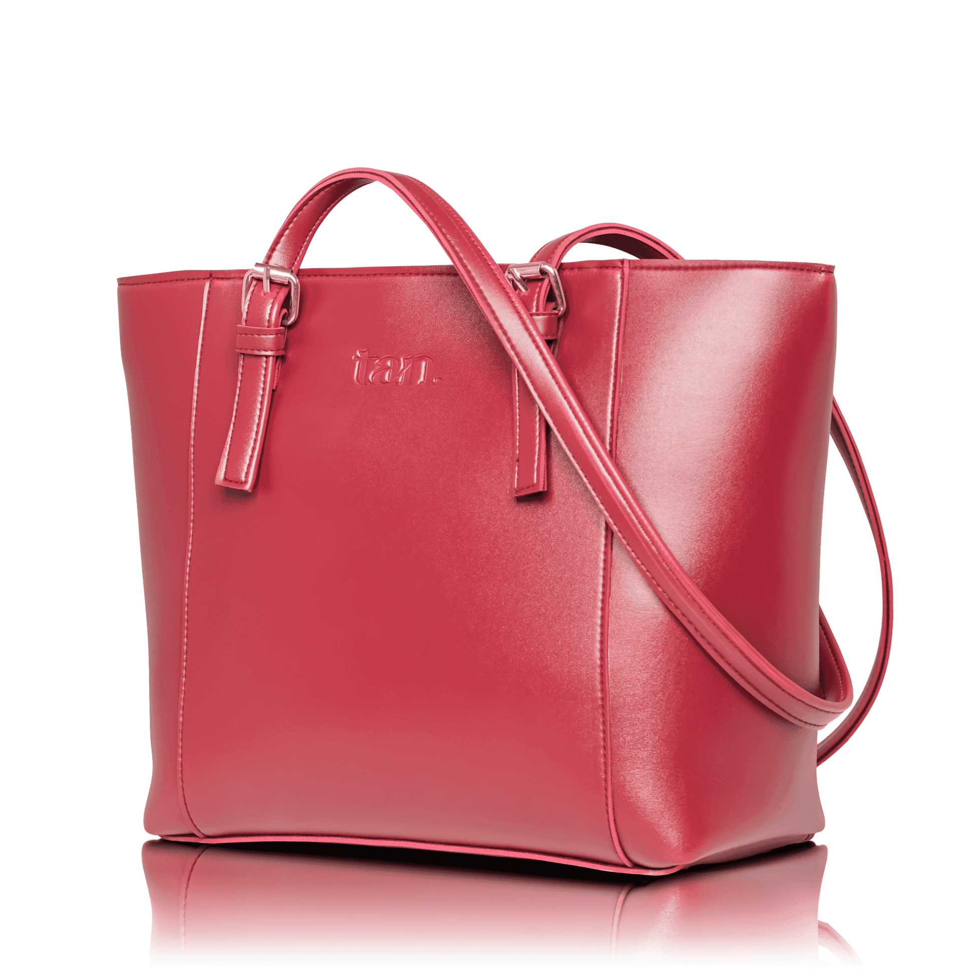 Elegant maroon office tote bag for women, spacious vegan leather handbag