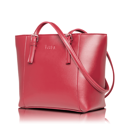 Elegant maroon office tote bag for women, spacious vegan leather handbag