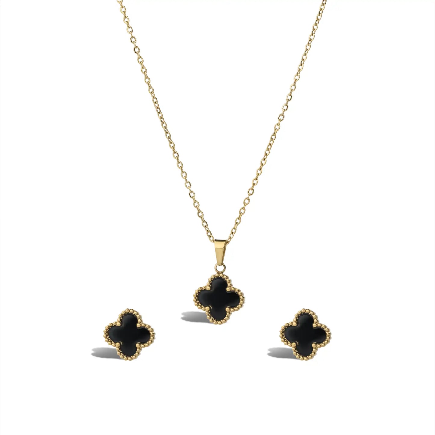 Noir Clover Pendant Set - Black