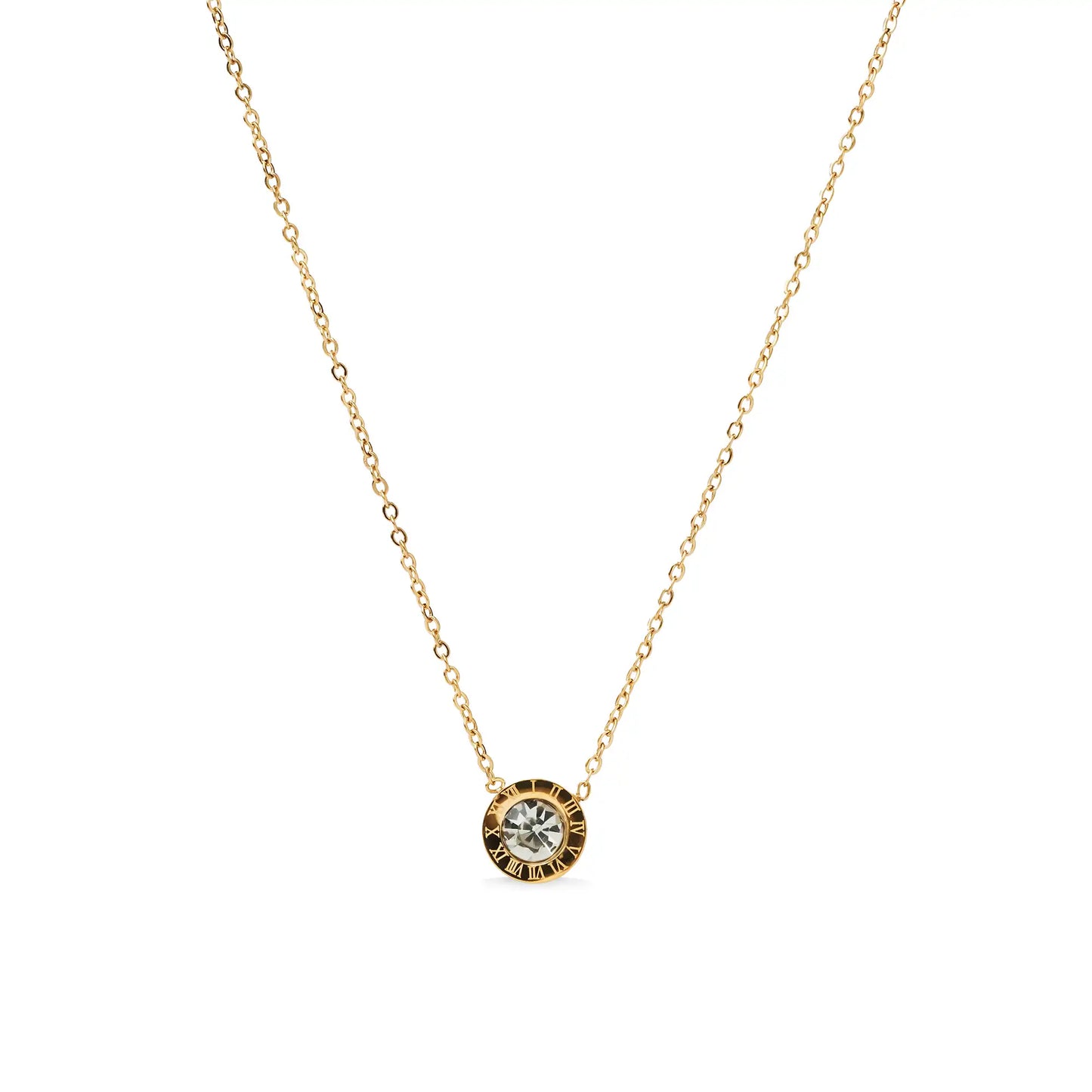 small gold zircon stone pendant with chain