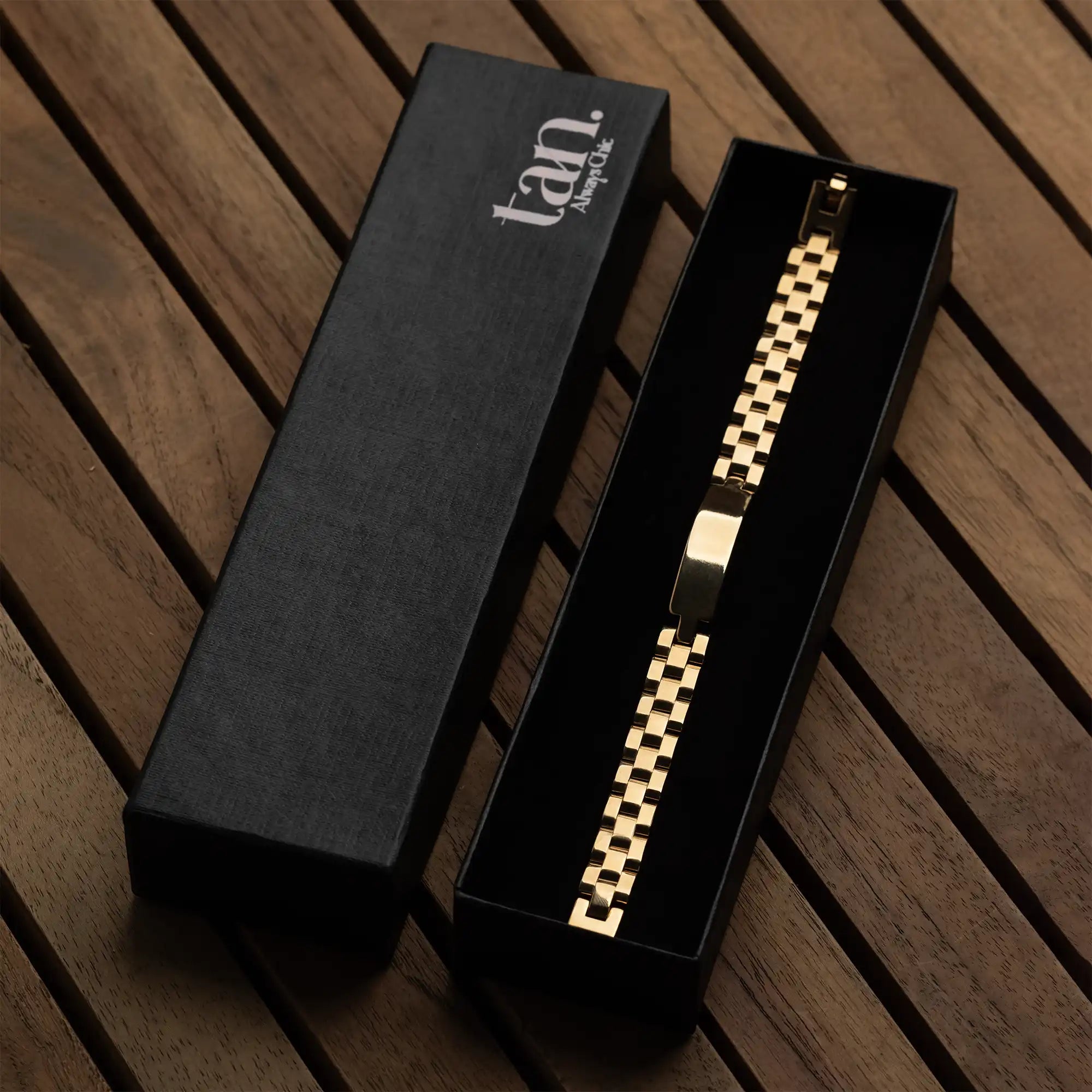 Aurum Link Band Gold Chain Bracelet – Stainless Steel Men’s Chain ...
