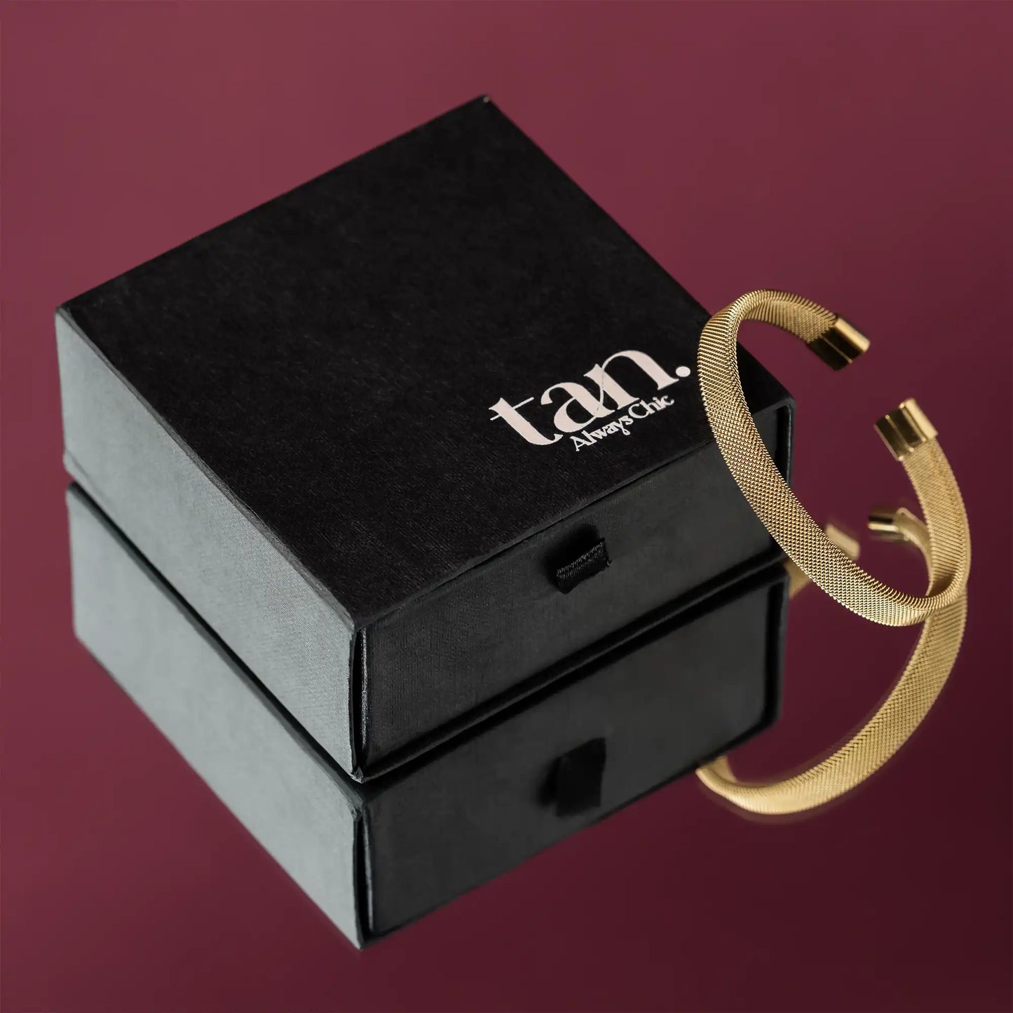 gold mesh bracelet and premium jewelry box, elegant anniversary or birthday gift for her.