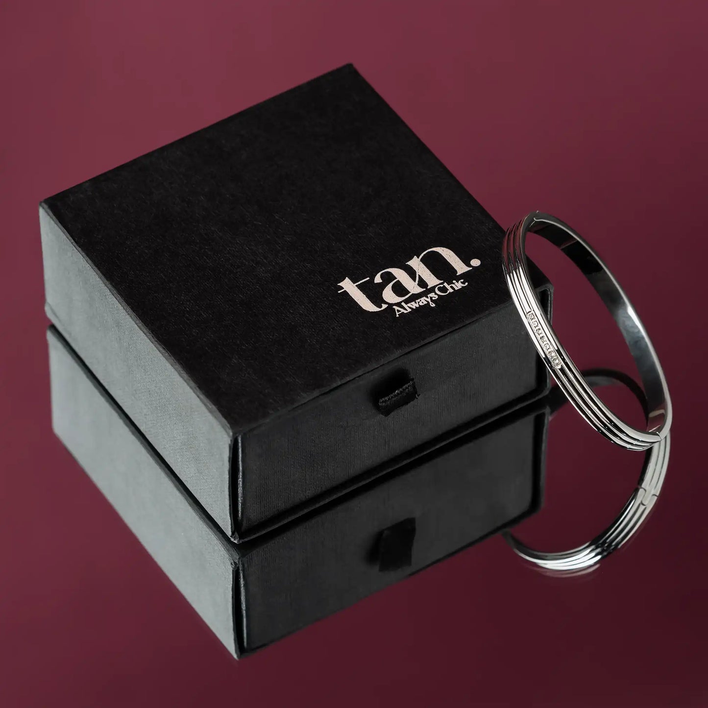 silver stones cuff bracelet for women with gift packaging by tan.