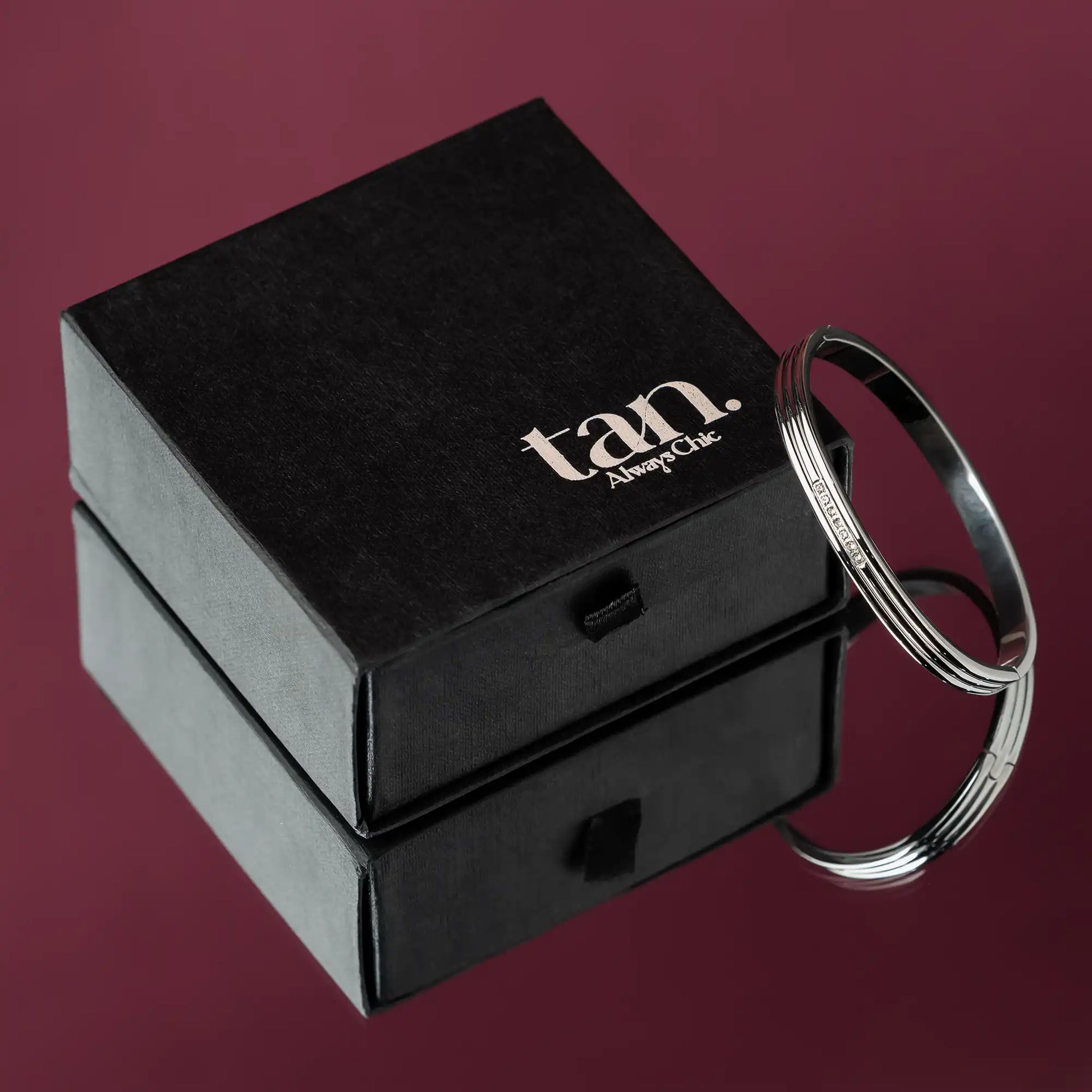 silver stones cuff bracelet for women with gift packaging by tan.