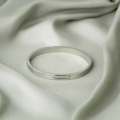 elegant silver cuff bracelet for women with zircon studs