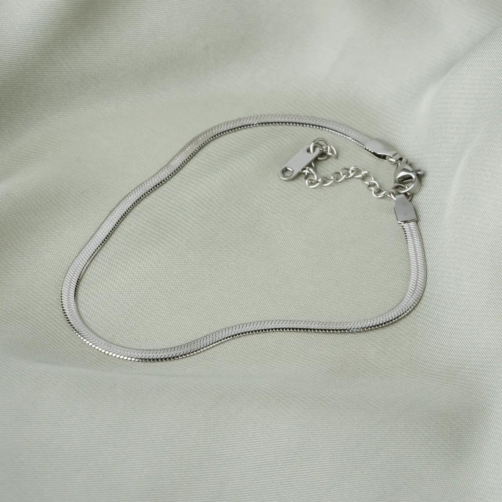 silver snake chain anklet for women by tanstore.pk