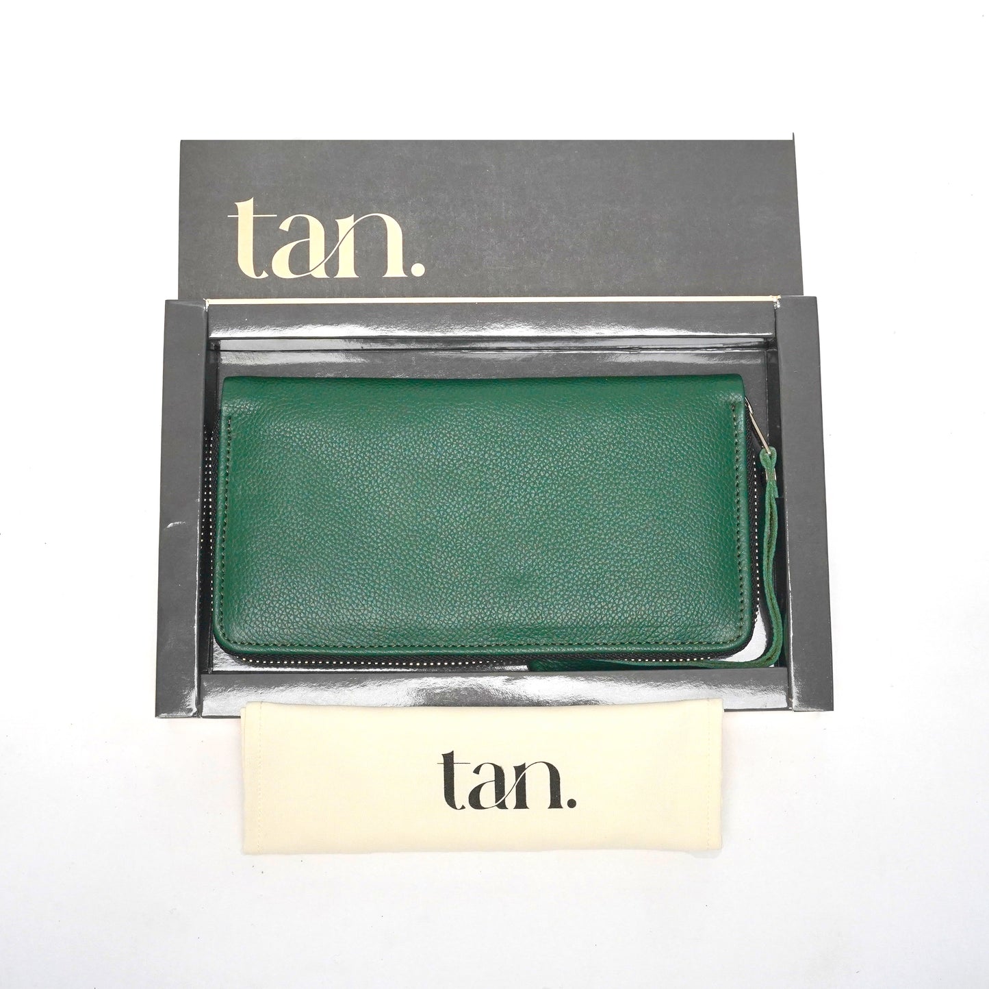 green zip around leather wallet for women by tanstore.pk
