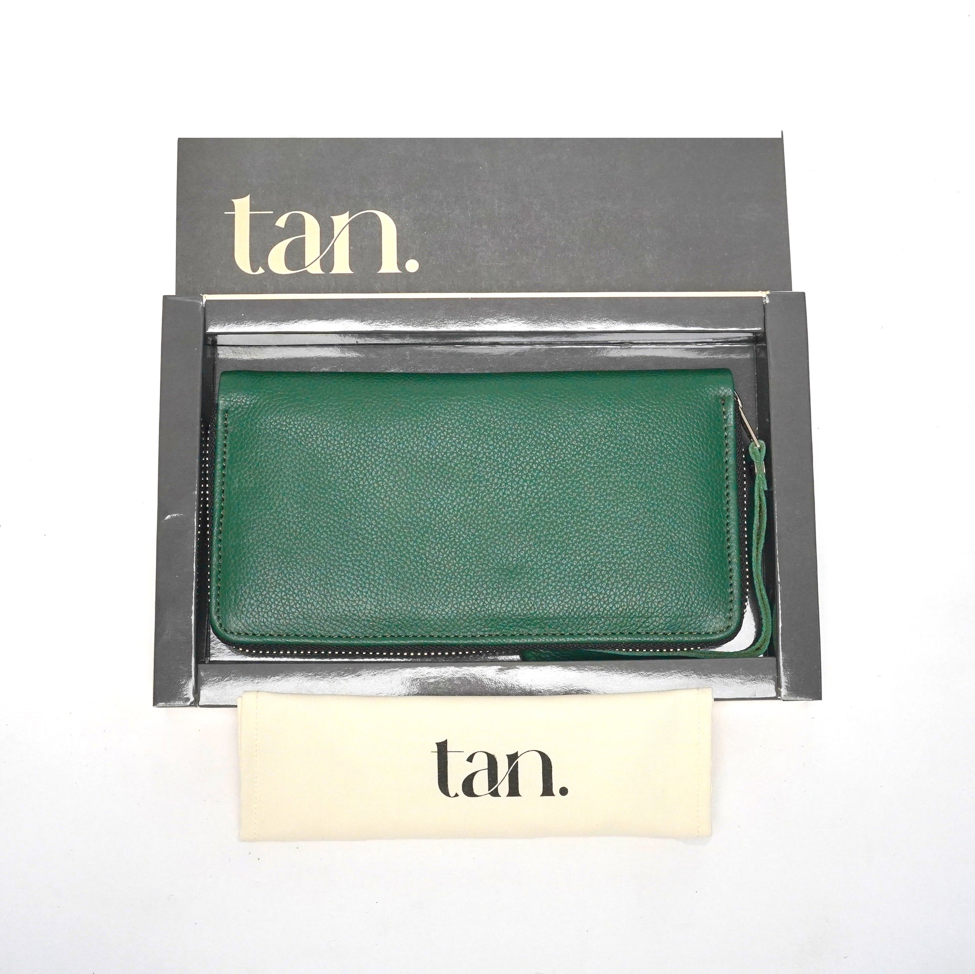 green zip around leather wallet for women by tanstore.pk